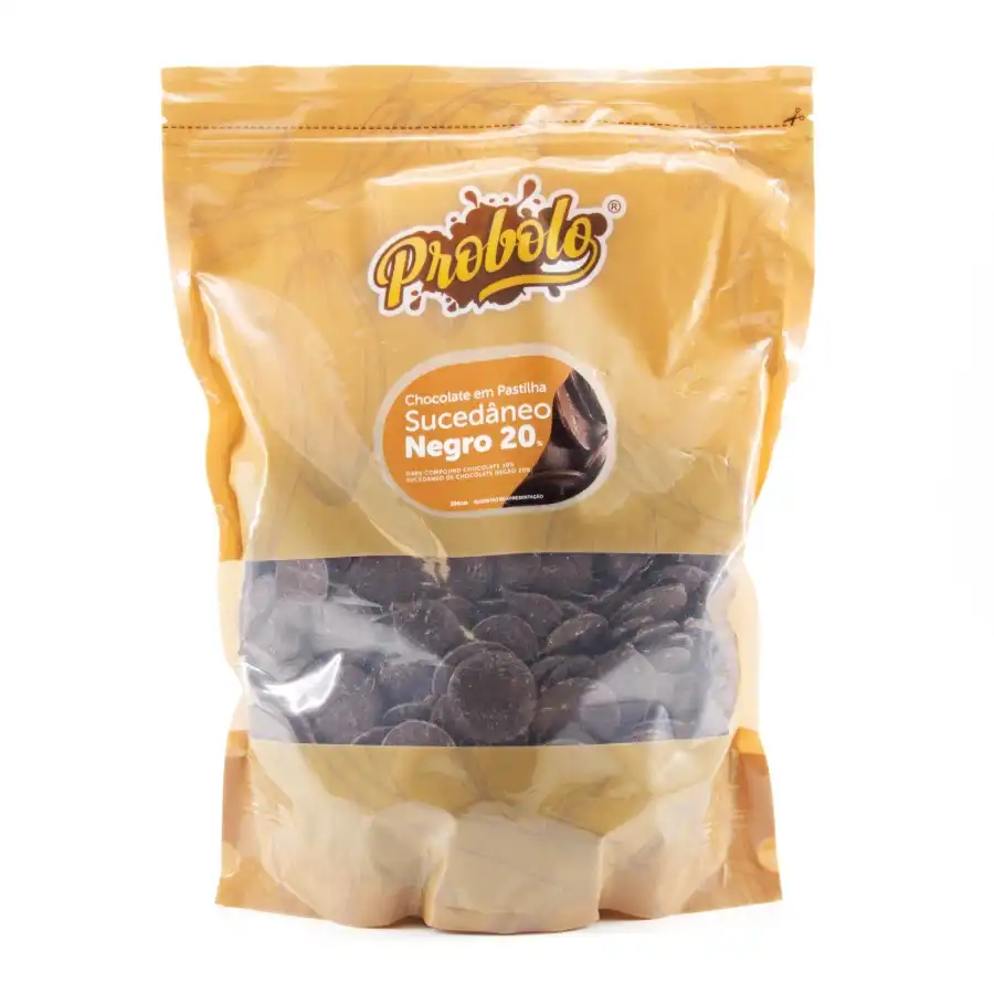 Sucedâneo de Chocolate, em Pastilha, Negro com 20% de Cacau