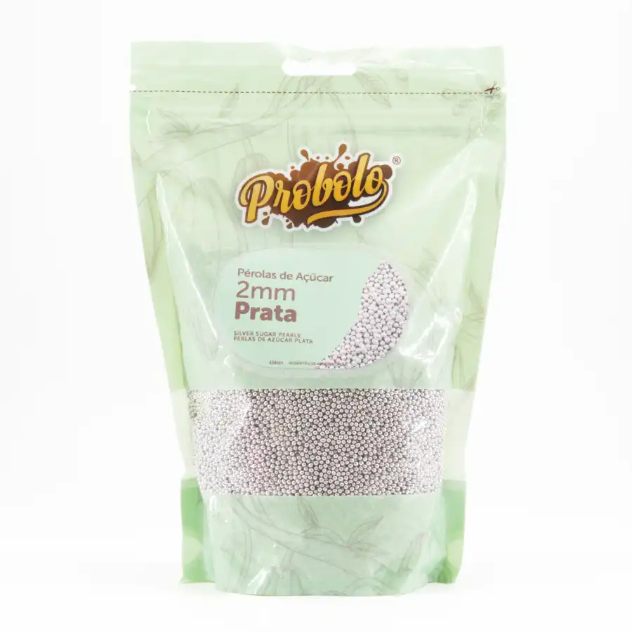 Pérolas Açúcar, 2mm, Metalizadas Prata