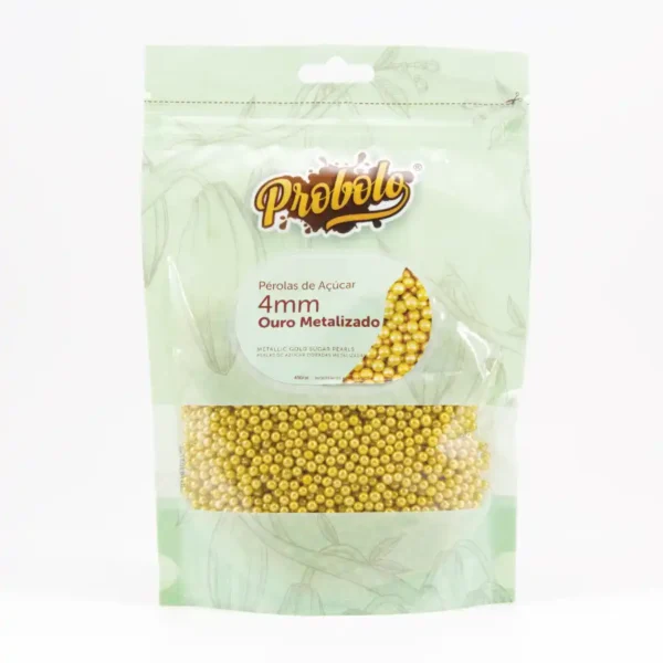 Pérolas de Açúcar Ouro Metalizado 4mm - 250g