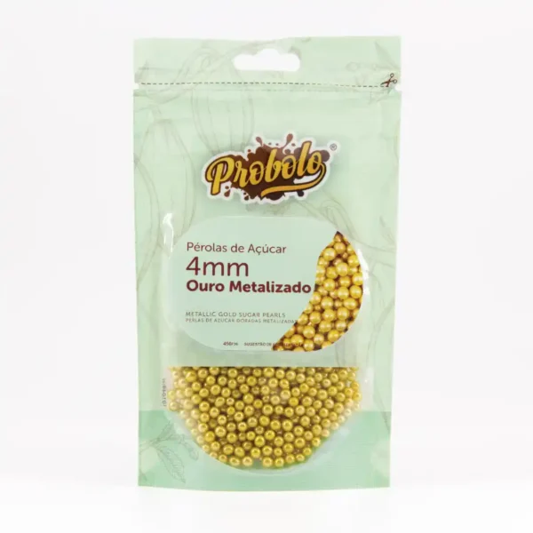 Pérolas de Açúcar Ouro Metalizado 4mm - 60g