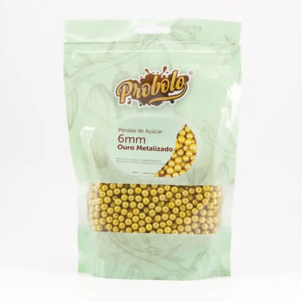 Pérolas de Açúcar Ouro Metalizado 6mm - 250g