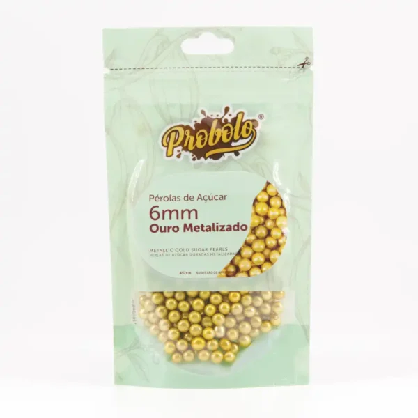 Pérolas de Açúcar Ouro Metalizado 6mm - 60g