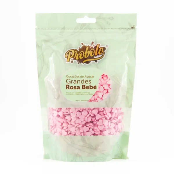 Sprinkles Corações de Açúcar Grandes Rosa Bebé - 250gr